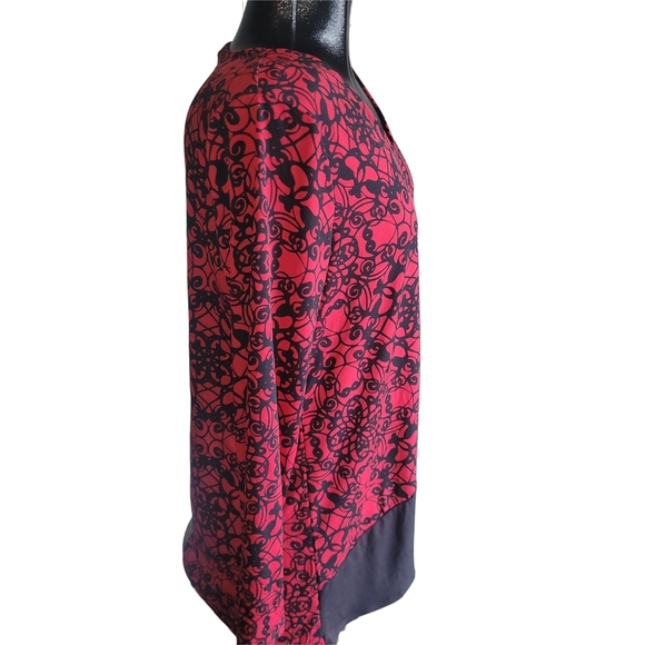 Dana Buchman Red and Black Long Sleeve Top L - Picture 3 of 6